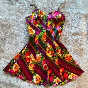 Vintage Victoria’s Secret small multicolor floral lingerie Slip with buttons